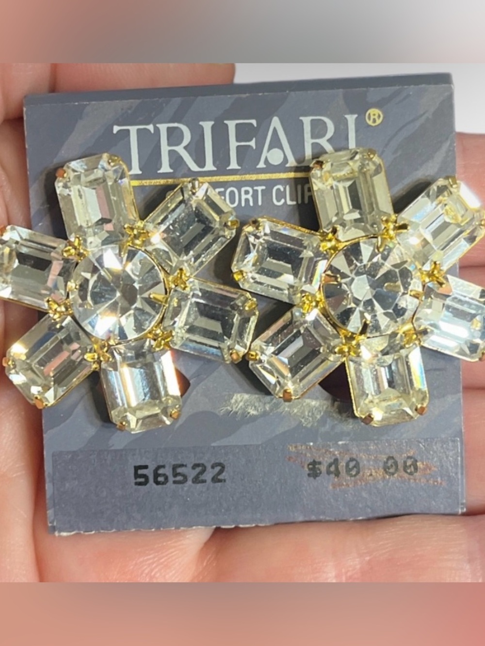 Trifari Gold Tone Clip-On Earrings